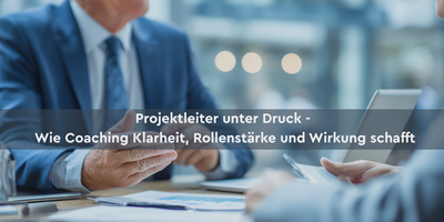 „Projektleiter unter Druck – Coaching für Klarheit, Rollenstärke und Führungserfolg Business-Situation mit zwei Projektleitern im Gespräch: Symbolbild für Projektdruck, komplexe Stakeholder-Anforderungen und Coaching als Unterstützung für Klarheit, Rollenstärke und wirksame Projektführung.